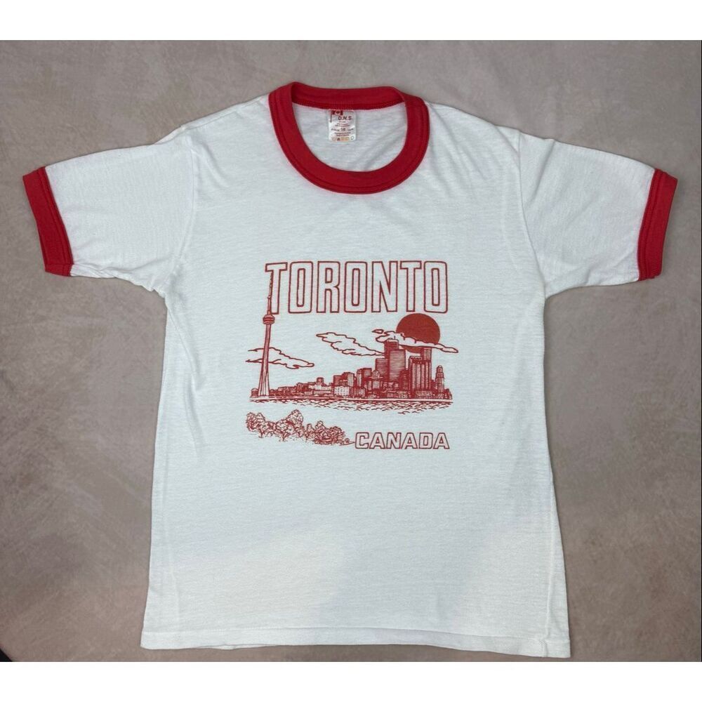 Vintage 1970s Ringer T Shirt Toronto Canada T Shirt Size Small XS